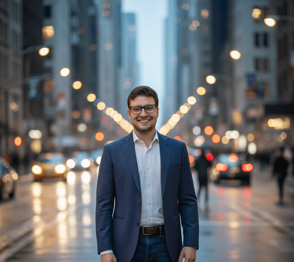 Gustavo Vieira Serpa - React Frontend Developer wearing a suit and smiling